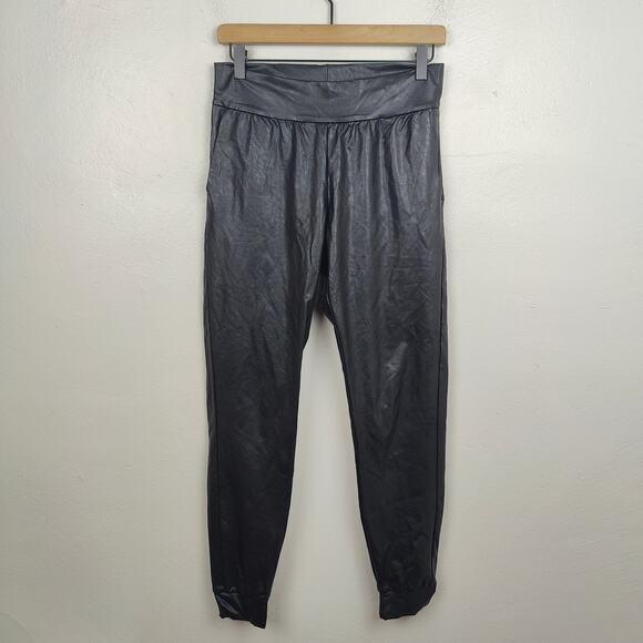 Commando Faux Leather Jogger Pants Womens Small Black Pull On Glam Y2K Punk‎ Emo - Picture 1 of 8